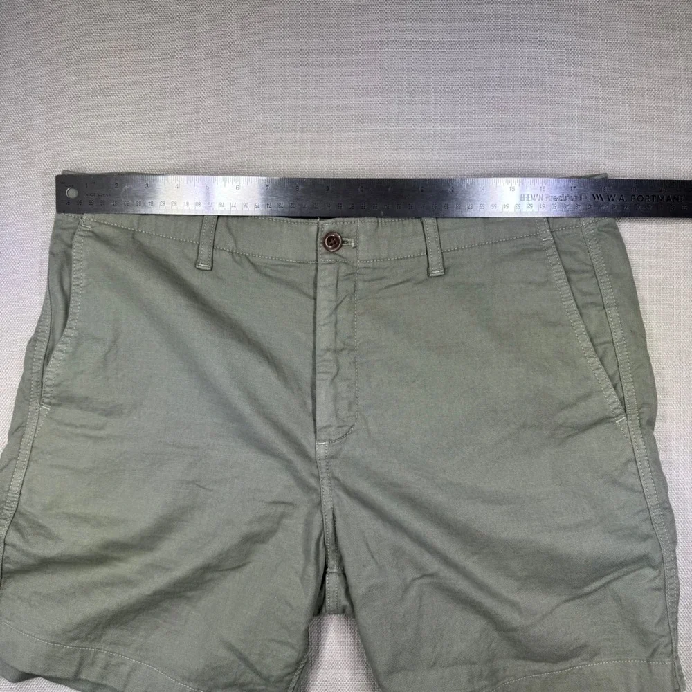 Faherty Reserve Mens Chino Shorts Olive Green Size 35 Flat Front 7 Inch Inseam